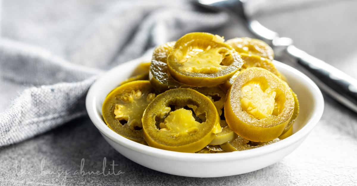 bowl of pickled jalapenos